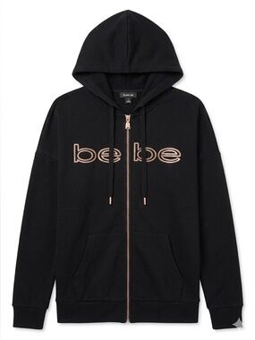 BEBE Black/RoseGold zip hoodie